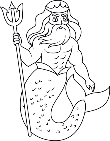 Cartoon Poseidon Coloring Page